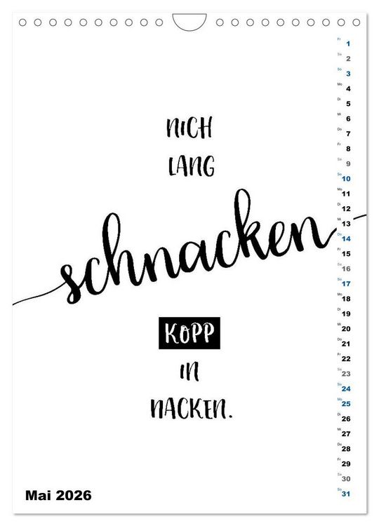 Produktbild: PLATT Typische Spr&uuml;che (Wandkalender 2026 DIN A4 hoch), CALVENDO Monatskalender