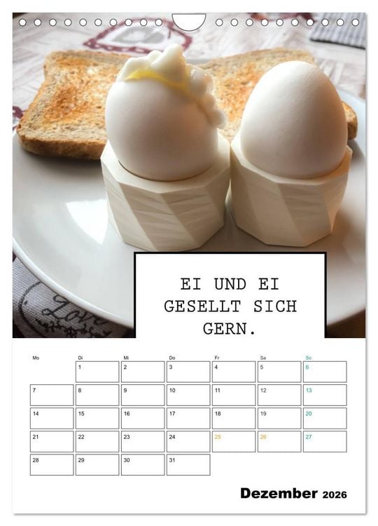 Produktbild: Mit Eiern durch's Jahr. (Wandkalender 2026 DIN A4 hoch), CALVENDO Monatskalender