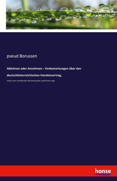 Produktbild: Ablehnen oder Annehmen - Vorbemerkungen &uuml;ber den deutsch&ouml;sterreichischen Handelsvertrag,