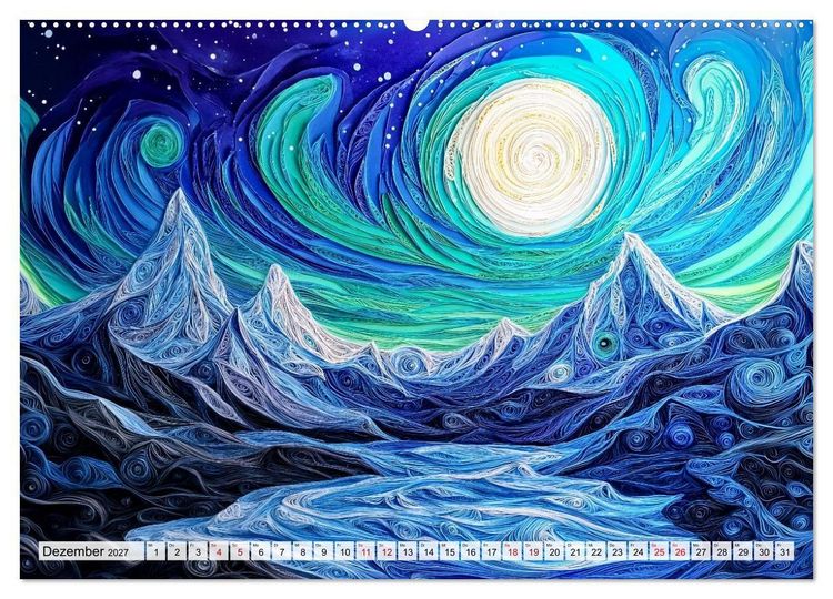 Produktbild: Quilling Landschaften - Papierkunst zwischen Himmel und Erde (Wandkalender 2027 DIN A2 quer), CALVENDO Monatskalender