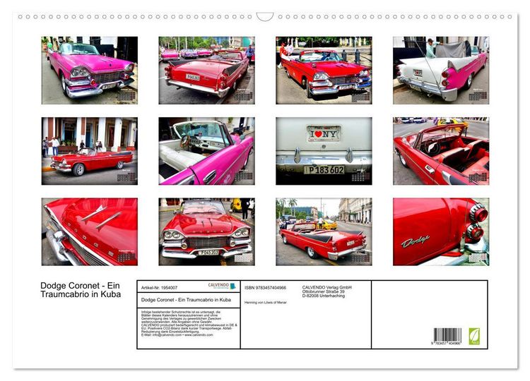 Produktbild: Dodge Coronet - Ein Traumcabrio in Kuba (Wandkalender 2026 DIN A2 quer), CALVENDO Monatskalender