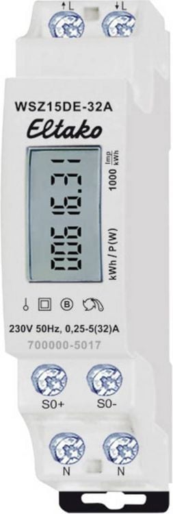 Produktbild: Eltako WSZ15DE-32A 28032615 Wechselstromz&auml;hler digital 32 A 1 St.