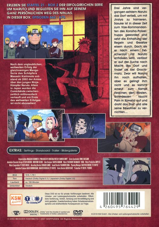 Produktbild: Naruto Shippuden - Staffel 21.2: Folgen 662-670 - Uncut [2 DVDs]