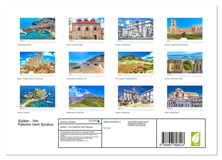 Produktbild: Sizilien - Von Palermo nach Syrakus (Wandkalender 2026 DIN A4 quer), CALVENDO Monatskalender