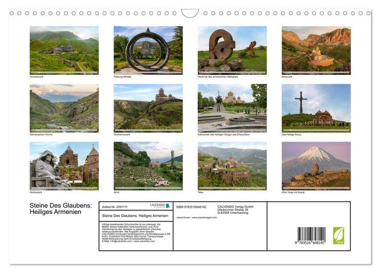 Produktbild: Steine Des Glaubens: Heiliges Armenien (Wandkalender 2026 DIN A3 quer), CALVENDO Monatskalender