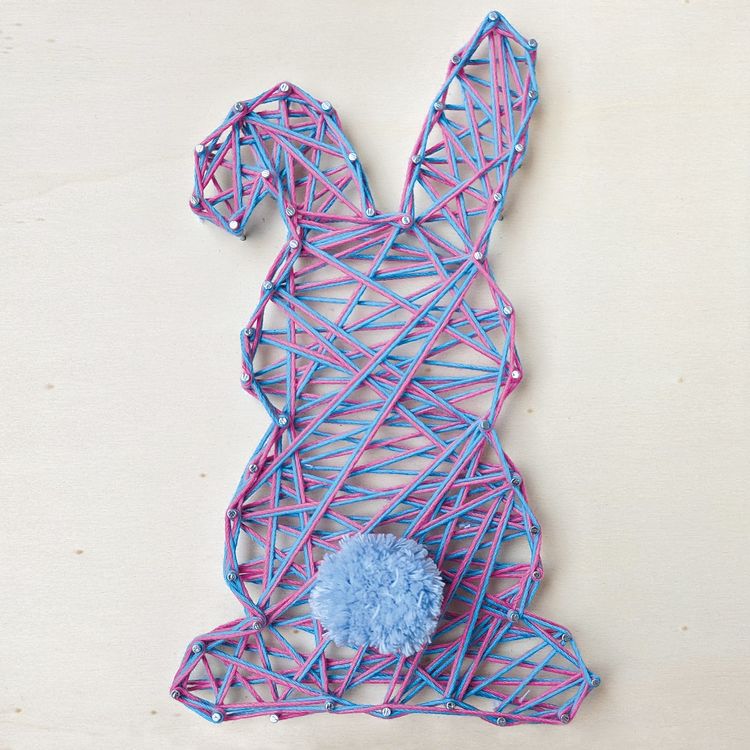 Produktbild: PEBARO NB8-SET - Nagelbild-Set Hase, Fadenbild, 20x20cm, Bastelset