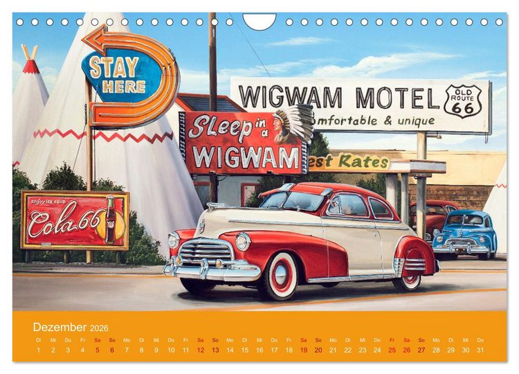 Produktbild: Route US 66 Momente Gem&auml;lde von Georg Huber (Wandkalender 2026 DIN A4 quer), CALVENDO Monatskalender