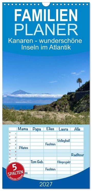 Produktbild: Familienplaner 2027 - Kanaren - wundersch&ouml;ne Inseln im Atlantik mit 5 Spalten (Wandkalender, 21 x 45 cm) CALVENDO