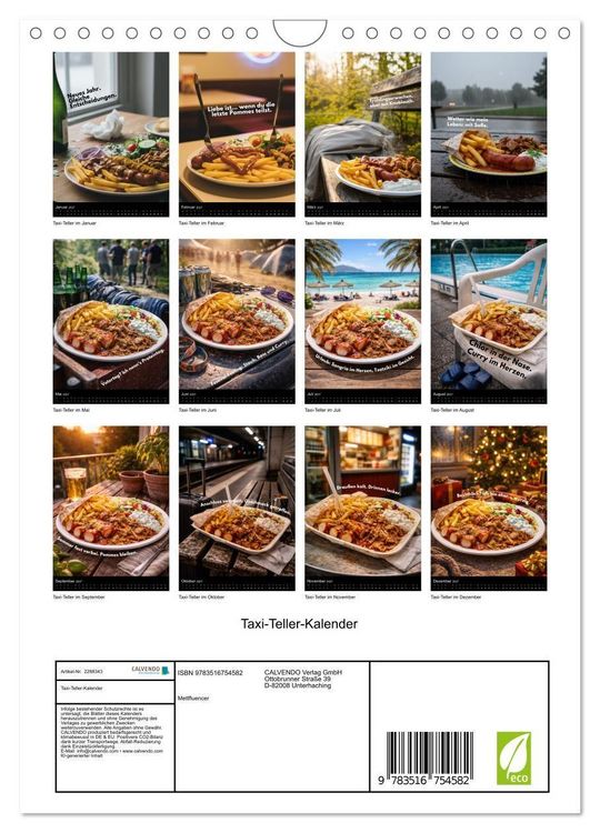 Produktbild: Taxi-Teller-Kalender (Wandkalender 2027 DIN A4 hoch), CALVENDO Monatskalender