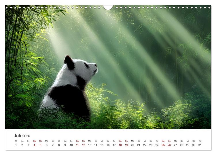 Produktbild: Schwarz auf Wei&szlig; - Der Panda-Kalender (Wandkalender 2026 DIN A3 quer), CALVENDO Monatskalender