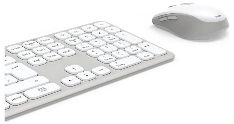 Produktbild: Hama Multi-Device-Tastatur-Maus-Set "WKM-550", kabellos, Funk/BT, WS, QWERTZ DE Kabellos Tastatur, Maus-Set Deutsch, QWERTZ Grau, Wei&szlig;