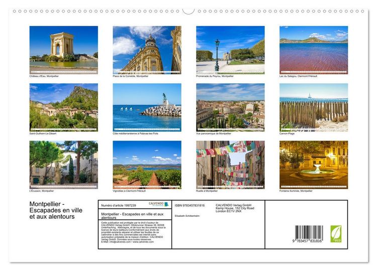 Produktbild: Montpellier - Escapades en ville et aux alentours (Calendrier mural 2026 DIN A2 vertical) calendrier de bureau