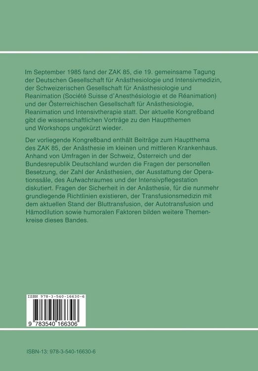 Produktbild: Anaesthesie im kleinen und mittleren Krankenhaus