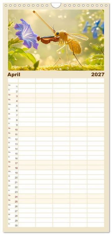 Produktbild: Familienplaner 2027 - Konzert der Natur - Insekten spielen Musikinstrumente mit 5 Spalten (Wandkalender, 21 x 45 cm) CALVENDO