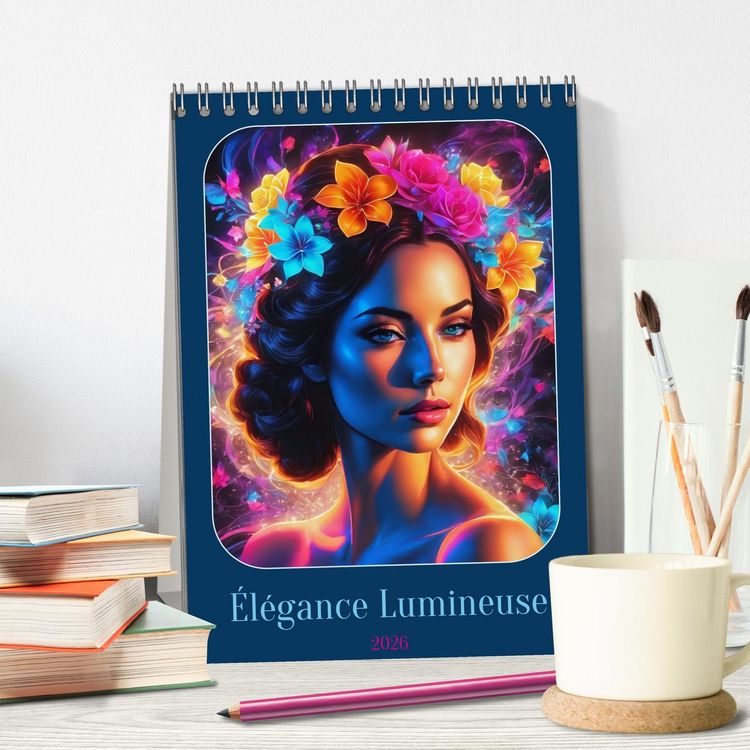 Produktbild: &Eacute;l&eacute;gance Lumineuse (Calendrier de bureau 2026 DIN A5 horizontal), CALVENDO calendrier mensuel