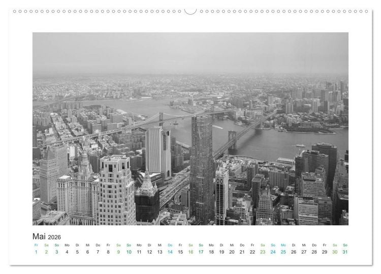 Produktbild: New York in schwarz weiss (hochwertiger Premium Wandkalender 2026 DIN A2 quer), Kunstdruck in Hochglanz
