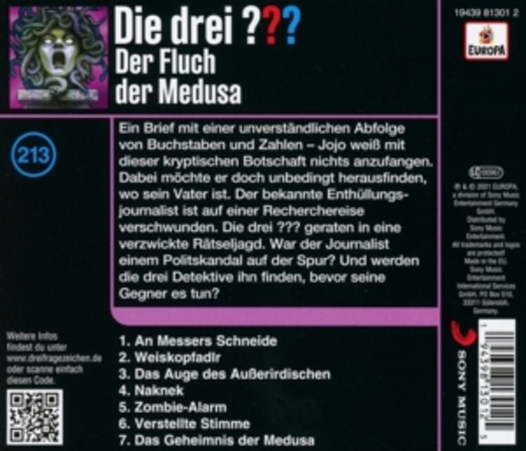Produktbild: Die drei ??? 213. Der Fluch der Medusa