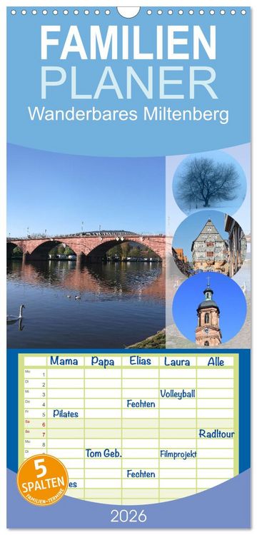 Produktbild: Familienplaner 2026 - Wanderbares Miltenberg mit 5 Spalten (Wandkalender, 21 x 45 cm) CALVENDO
