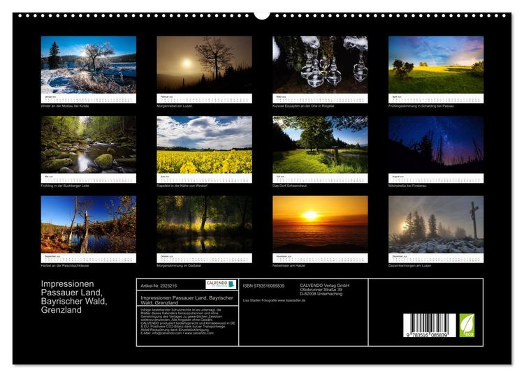 Produktbild: Impressionen Passauer Land, Bayrischer Wald, Grenzland (hochwertiger Premium Wandkalender 2026 DIN A2 quer), Kunstdruck in Hochglanz