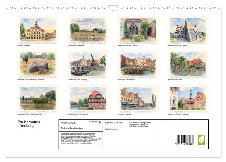 Produktbild: Zauberhaftes L&uuml;neburg (Wandkalender 2026 DIN A3 quer), CALVENDO Monatskalender