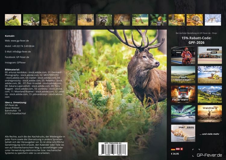 Produktbild: Waldtiere - Heimische Waldbewohner - Der Tierkalender - 2026 - Kalender DIN A2