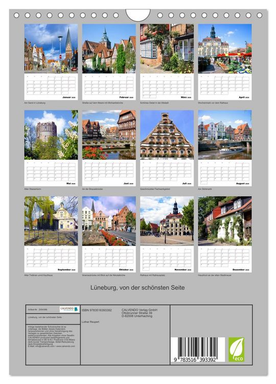 Produktbild: L&uuml;neburg, von der sch&ouml;nsten Seite (Wandkalender 2026 DIN A4 hoch), CALVENDO Monatskalender