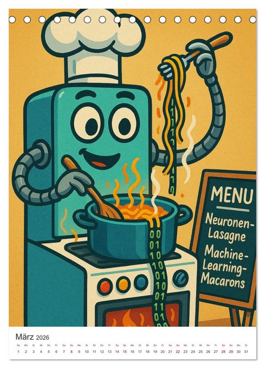 Produktbild: Robo-Champs: Witz trifft auf Chip (Tischkalender 2026 DIN A5 hoch), CALVENDO Monatskalender