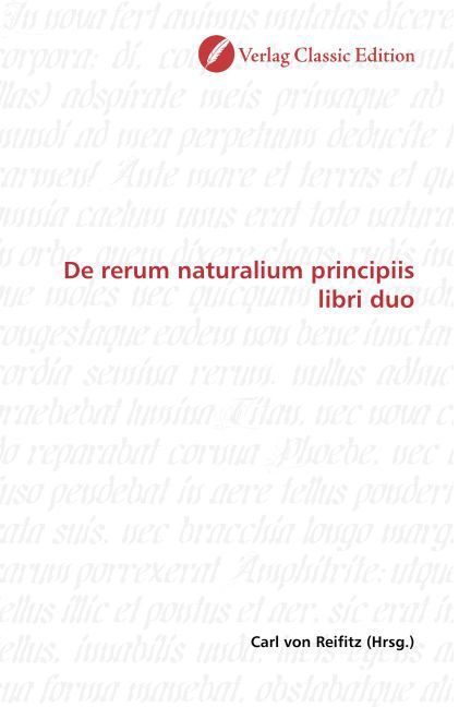 Produktbild: De rerum naturalium principiis libri duo
