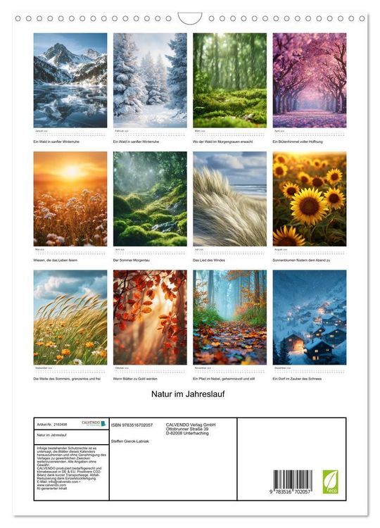 Produktbild: Natur im Jahreslauf (Wandkalender 2026 DIN A3 hoch), CALVENDO Monatskalender