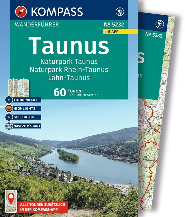 Produktbild: KOMPASS Wanderf&uuml;hrer Taunus, Naturpark Taunus, Naturpark Rhein-Taunus, Lahn-Taunus, 60 Touren mit Extra-Tourenkarte