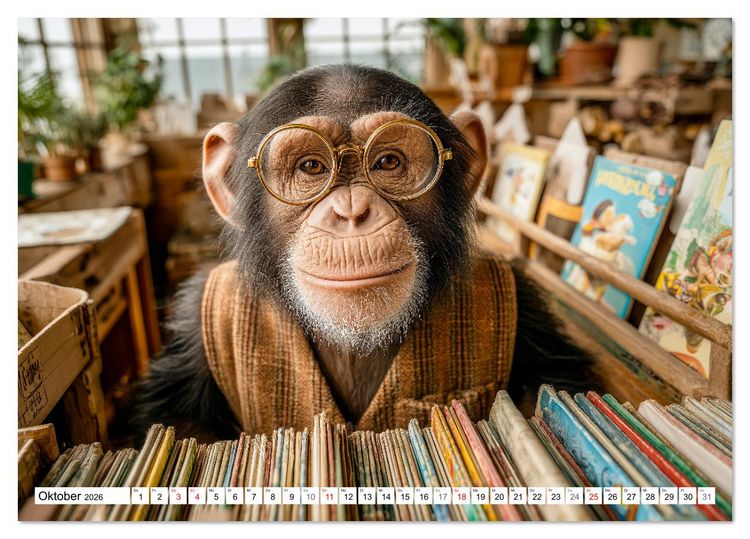 Produktbild: Affentheater - Kinderkalender mit lustigen Affen in verschiedenen Berufen (Tischkalender 2026 DIN A5 quer), CALVENDO Monatskalender
