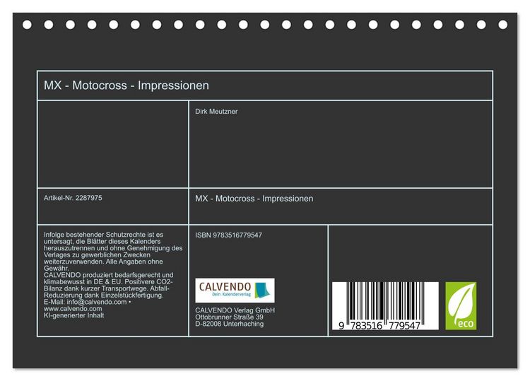 Produktbild: MX - Motocross - Impressionen (Tischkalender 2027 DIN A5 quer), CALVENDO Monatskalender