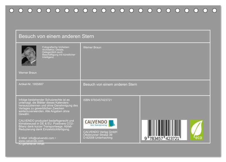 Produktbild: Besuch von einem anderen Stern (Tischkalender 2026 DIN A5 quer), CALVENDO Monatskalender