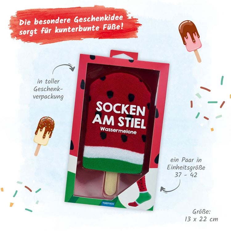 Produktbild: Tr&ouml;tsch Socken am Stiel Wassermelone