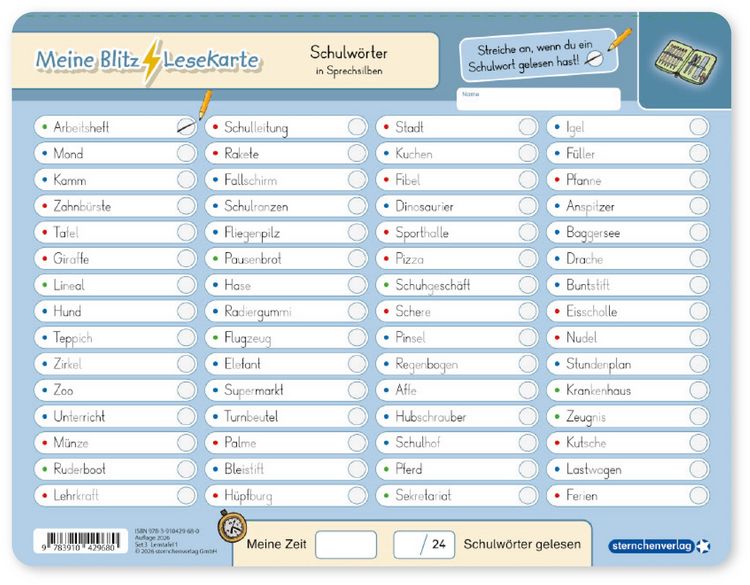 Produktbild: Meine Blitzlesekarten Set 3 zur Lesef&ouml;rderung (3 Lerntafeln mit Stift)