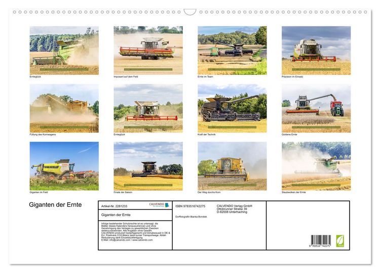 Produktbild: Giganten der Ernte (Wandkalender 2026 DIN A2 quer), CALVENDO Monatskalender