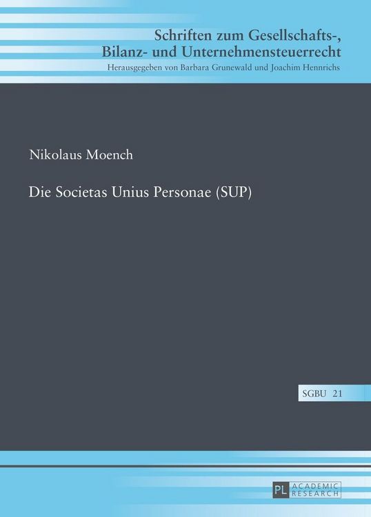Produktbild: Die Societas Unius Personae (SUP)