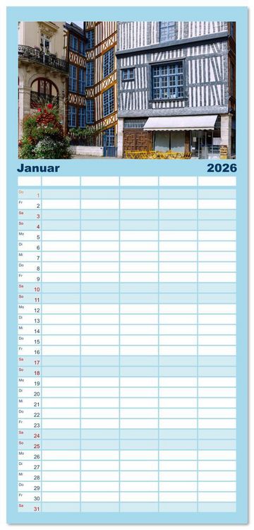 Produktbild: Familienplaner 2026 - Normandie. Poesie in Frankreichs Norden mit 5 Spalten (Wandkalender, 21 x 45 cm) CALVENDO