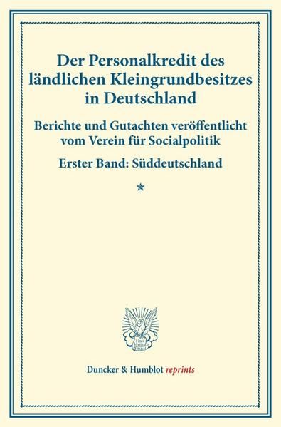 Produktbild: Der Personalkredit des l&auml;ndlichen Kleingrundbesitzes in Deutschland.