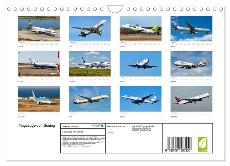 Produktbild: Flugzeuge von Boeing (Wandkalender 2026 DIN A4 quer), CALVENDO Monatskalender