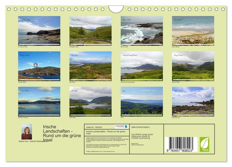 Produktbild: Irische Landschaften - Rund um die gr&uuml;ne Insel (Wandkalender 2026 DIN A4 quer), CALVENDO Monatskalender