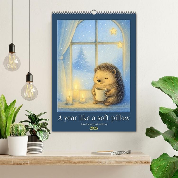 Produktbild: A year like a soft pillow - Animal moments of wellbeing (Wall Calendar 2026 DIN A2 portrait), CALVENDO 12 Month Wall Calendar