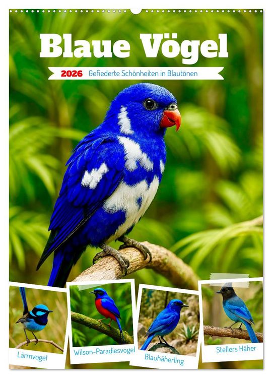 Produktbild: Blaue V&ouml;gel (Wandkalender 2026 DIN A2 hoch), CALVENDO Monatskalender
