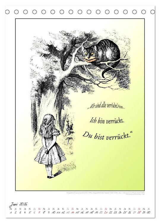 Produktbild: Alice im Wunderland - Weltliteraturkalender (Tischkalender 2026 DIN A5 hoch), CALVENDO Monatskalender