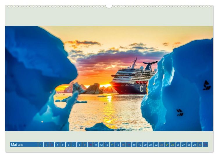 Produktbild: Kreuzfahrtschiffe vor Gr&ouml;nland (Wandkalender 2026 DIN A2 quer), CALVENDO Monatskalender