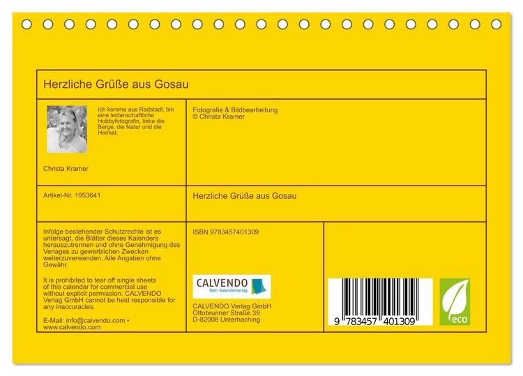 Produktbild: Herzliche Gr&uuml;&szlig;e aus Gosau (Tischkalender 2026 DIN A5 quer), CALVENDO Monatskalender