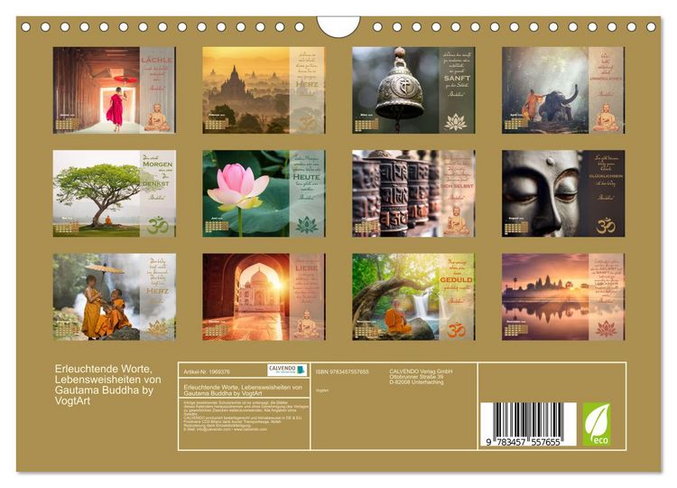 Produktbild: Erleuchtende Worte, Lebensweisheiten von Gautama Buddha by VogtArt (Wandkalender 2026 DIN A4 quer), CALVENDO Monatskalender