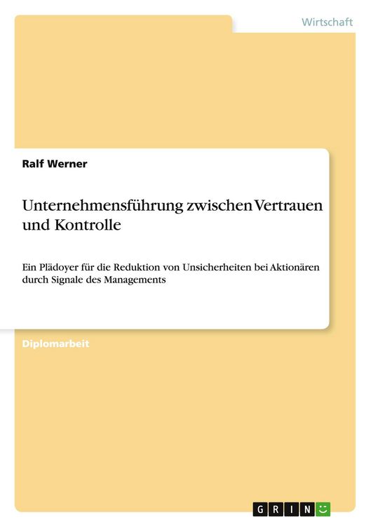 Produktbild: Unternehmensf&uuml;hrung zwischen Vertrauen und Kontrolle