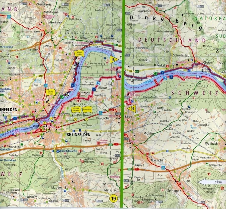 Produktbild: Publicpress Leporello Radtourenkarte Rhein-Radweg 2, Bodensee-Basel 1:50.000