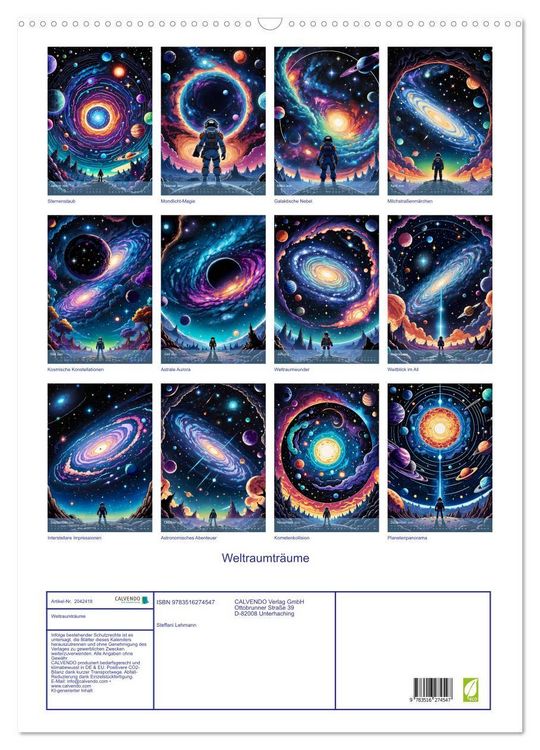 Produktbild: Weltraumtr&auml;ume (Wandkalender 2026 DIN A2 hoch), CALVENDO Monatskalender